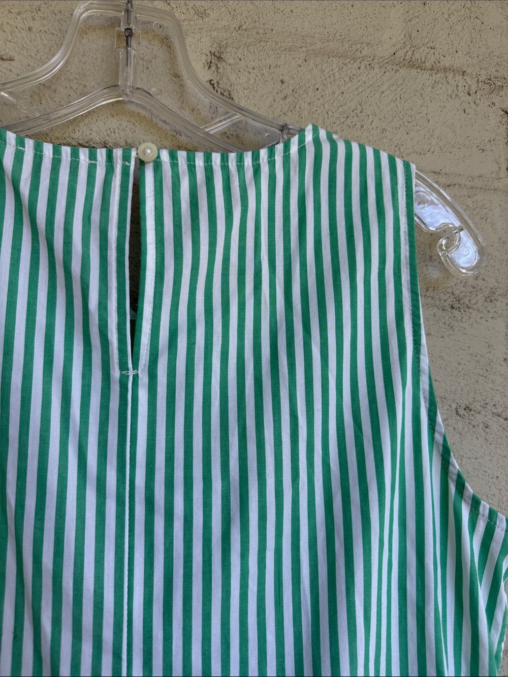 J. Crew Factory Green/White Striped Poplin Sleeveless Tiered Boho Maxi Size 2 - Picture 4 of 12